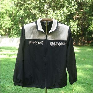 Vintage 90s Blair Black Tan Floral 2-Piece Activewear Set